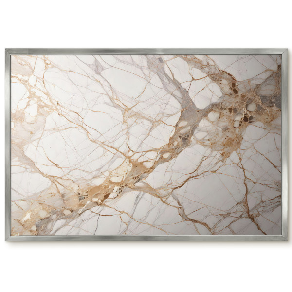 Magnetyczna tablica ozdobna w srebrnej ramie, Marmur elegancja 60x40, 8212538