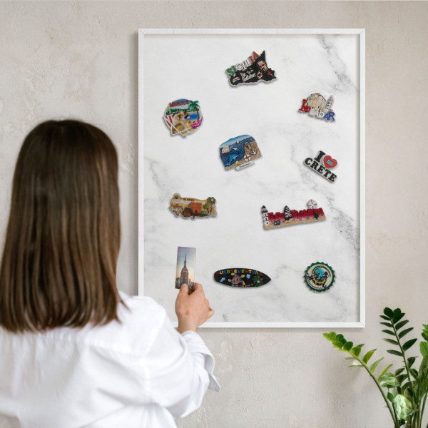 Magnetyczna tablica ozdobna w białej ramie, 80x60 Wallfluent, 8227641
