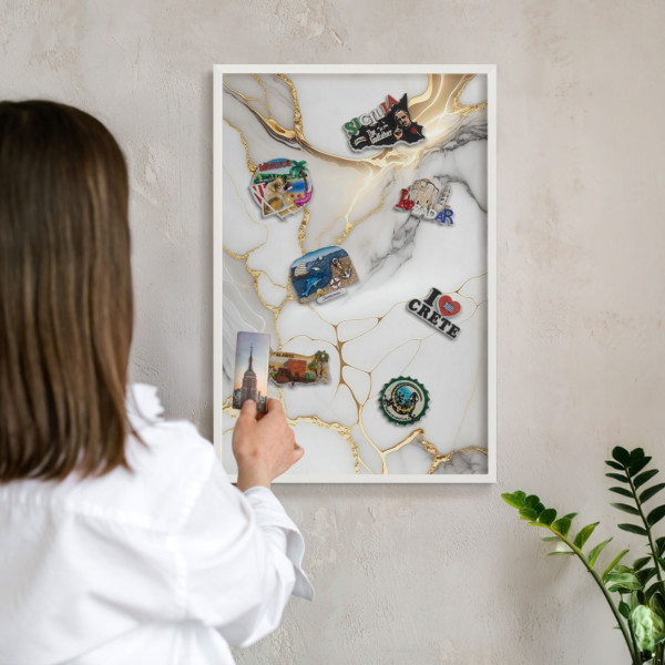 Magnetyczna tablica ozdobna w białej ramie, 60x40 Wallfluent, 8227809