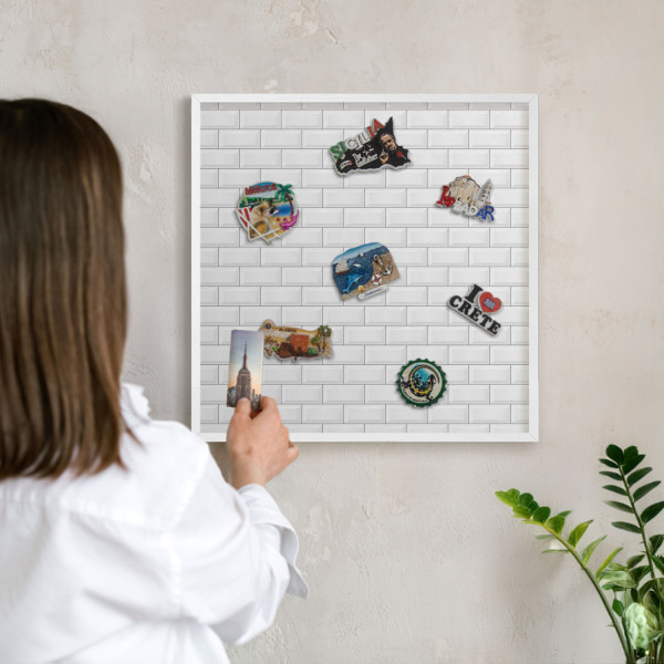 Dekoracyjna tablica magnetyczna w białej ramie, 50x50 Wallfluent, 8227830