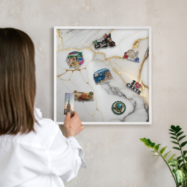 Magnetyczna tablica ozdobna w białej ramie, 50x50 Wallfluent, 8228040