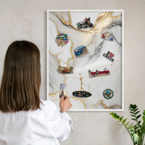 Magnetyczna tablica ozdobna w białej ramie, 80x60 Wallfluent, 8228208