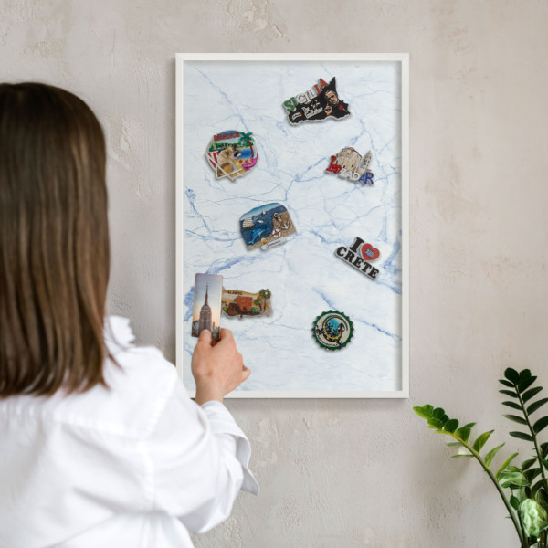 Magnetyczna tablica ozdobna w białej ramie, 60x40 Wallfluent, 8228292