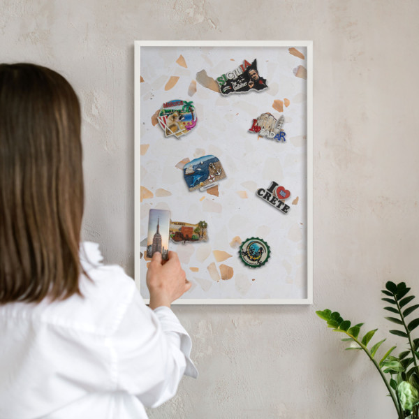 Ozdobna tablica na magnesy w białej ramie, 60x40 Wallfluent, 8234699