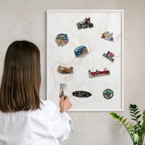 Tablica magnetyczna do salonu w białej ramie, 80x60 Wallfluent, 8235578