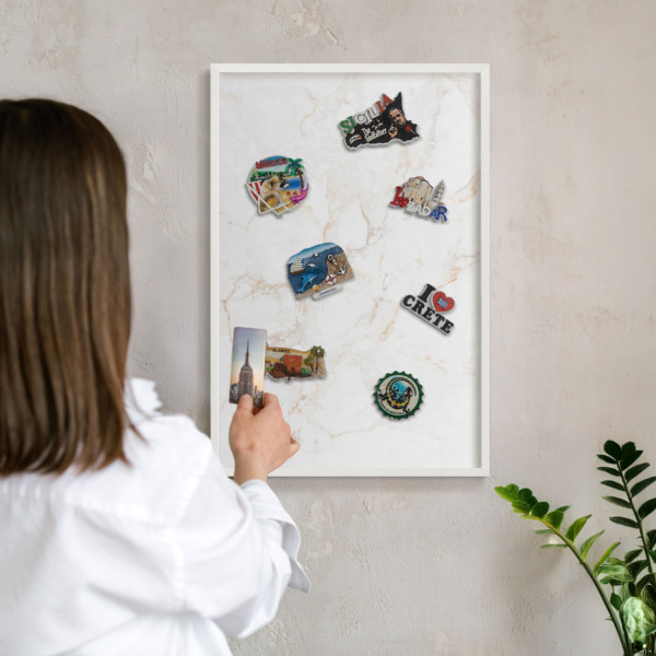 Tablica magnetyczna do salonu w białej ramie, 60x40 Wallfluent, 8235746