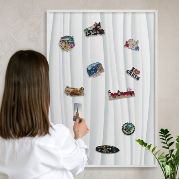 Tablica magnetyczna z nadrukiem w białej ramie, 100x70 Wallfluent, 8238902