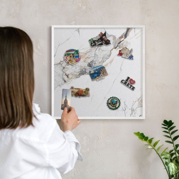 Tablica magnetyczna z nadrukiem w białej ramie, 50x50 Wallfluent, 8238937
