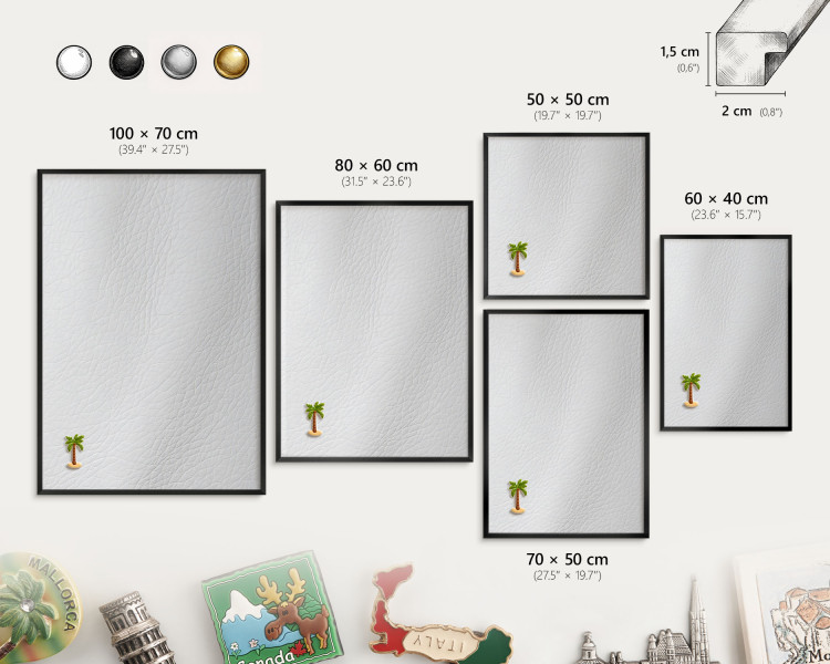 Tablica magnetyczna ozdobna w czarnej ramie, 70x50 Wallfluent, 8239140