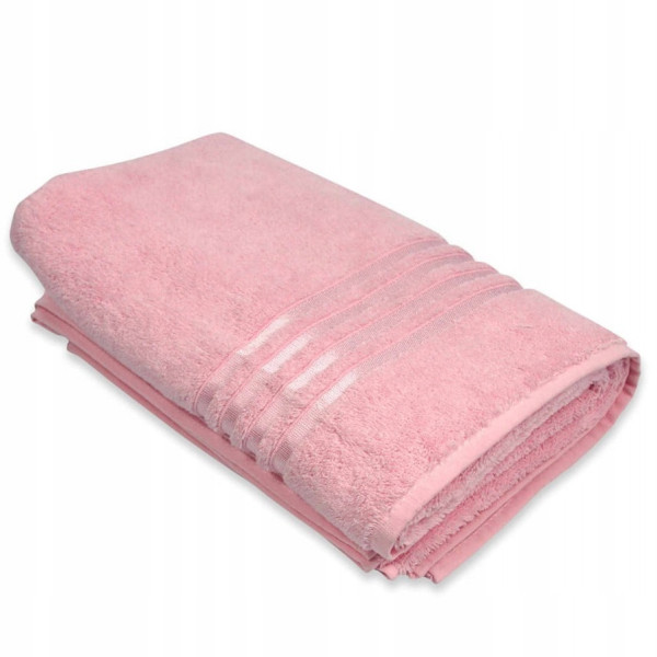 Ręcznik Bawełniany Frotte 100x150cm różowy z tasiemką, 825351