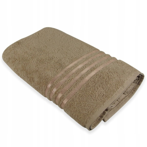 Ręcznik Bawełniany Frotte 50x90cm beżowy ozdobiony tasiemką, 825398