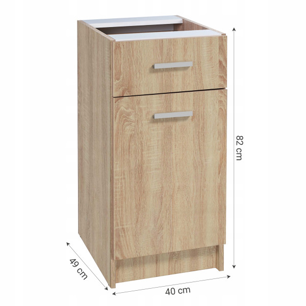 Szafka Kuchenna Dąb Sonoma Stojąca 40 x 82 x 49 Matowa Dolna Drzwi Szuflada, 8258182