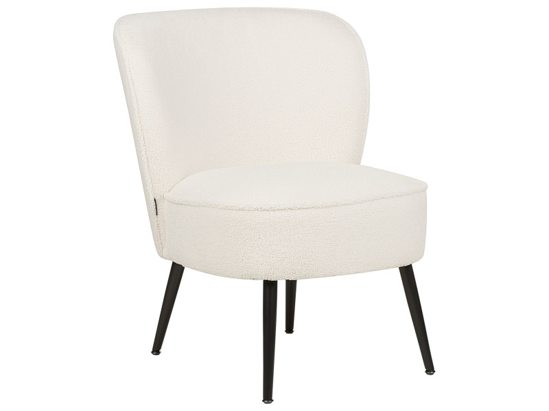 Fotel tapicerowany boucle biały, 826657