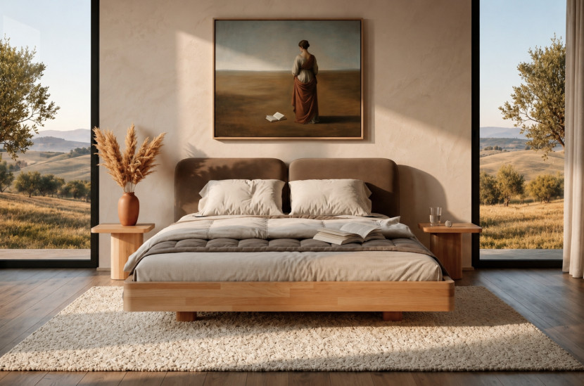 Łóżko bukowe naturalne Eyko MAUI / 180x200 /zagłówek brązowy, 8269458