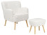 Produkt: Tapicerowany fotel boucle z podnóżkiem biały