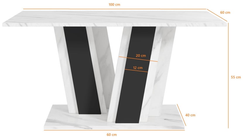 Stolik kawowy 60x100 cm do salonu MASTER czarny marmur, 8277629