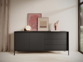 Minimalistyczna czarna komoda do przedpokoju GAVINS