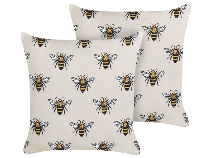 2 poduszki do ogrodu 45x45 cm w pszczoły beżowe, 829811