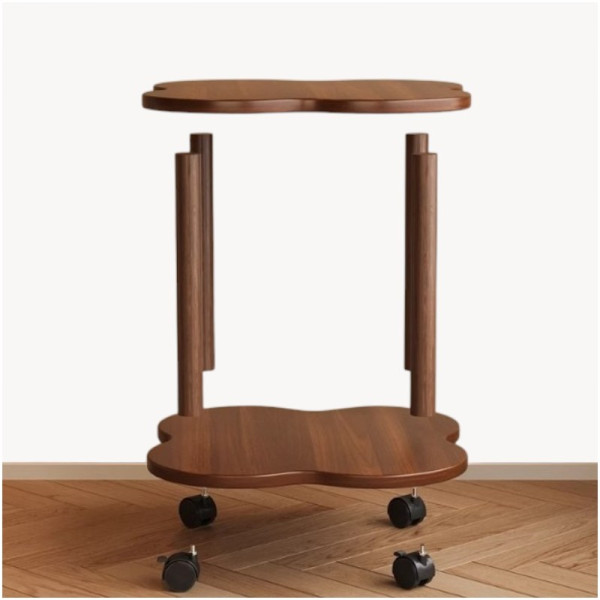 Mobilny stolik kawowy w kształcie koniczyny, orzechowy 60x60x48cm STL26, 8298938