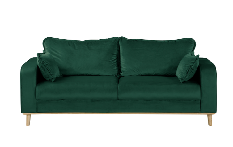 Ropez Beata sofa 3 osobowa wysokie nóżki welur zielony, 830367