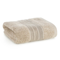 Ręcznik Verano 70x140 03 beżowy z ozdobną bordiurą w paseczki 500 g/m2