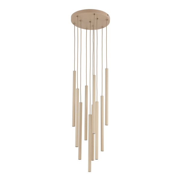 Lampa Wisząca Tk Lighting Ferro Beżowa Ryflowana Tuba Sopel Rurka 10X G9, 8306054