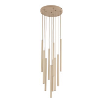 Lampa Wisząca Tk Lighting Ferro Beżowa Ryflowana Tuba Sopel Rurka 10X G9