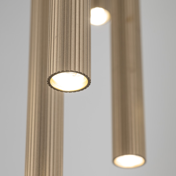 Lampa Wisząca Tk Lighting Ferro Beżowa Ryflowana Tuba Sopel Rurka 10X G9, 8306058