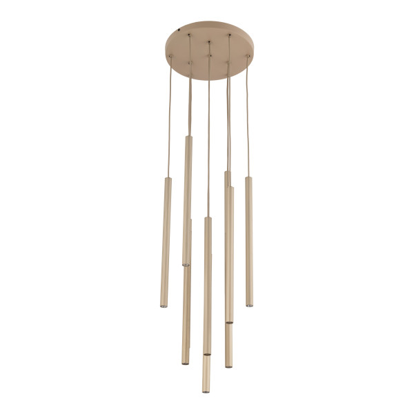 Lampa Wisząca Tk Lighting Ferro Beżowa Ryflowana Tuba Sopel Rurka 10X G9, 8306061
