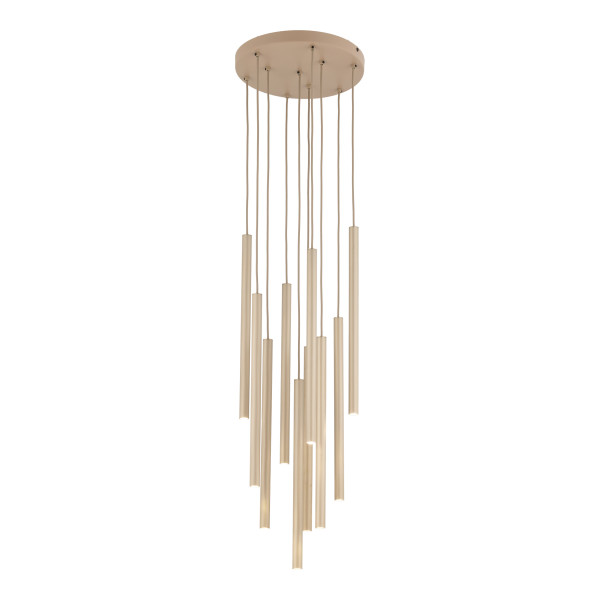 Lampa Wisząca Tk Lighting Ferro Beżowa Ryflowana Tuba Sopel Rurka 10X G9, 8306062