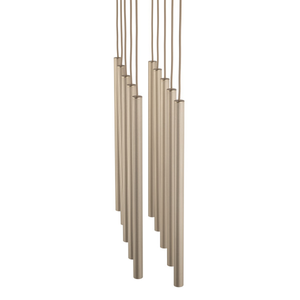 Lampa Wisząca Tk Lighting Ferro Beżowa Ryflowana Tuba Sopel Rurka 10X G9, 8306072