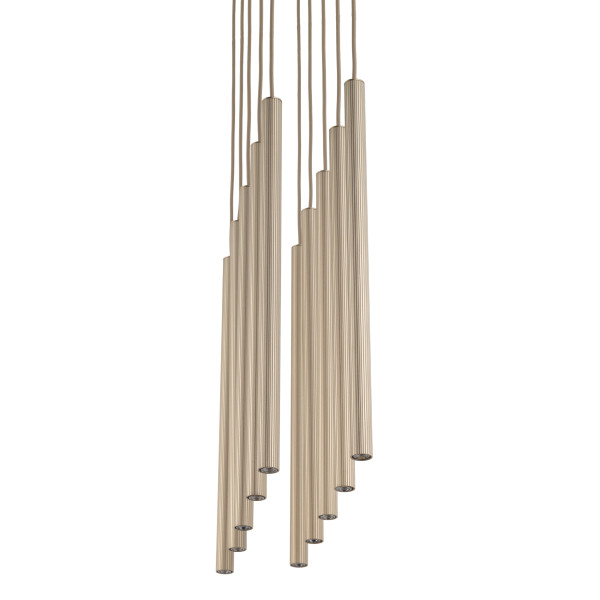 Lampa Wisząca Tk Lighting Ferro Beżowa Ryflowana Tuba Sopel Rurka 10X G9, 8306074