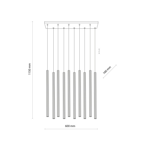 Lampa Wisząca Tk Lighting Ferro Beżowa Ryflowana Tuba Sopel Rurka 10X G9, 8306077