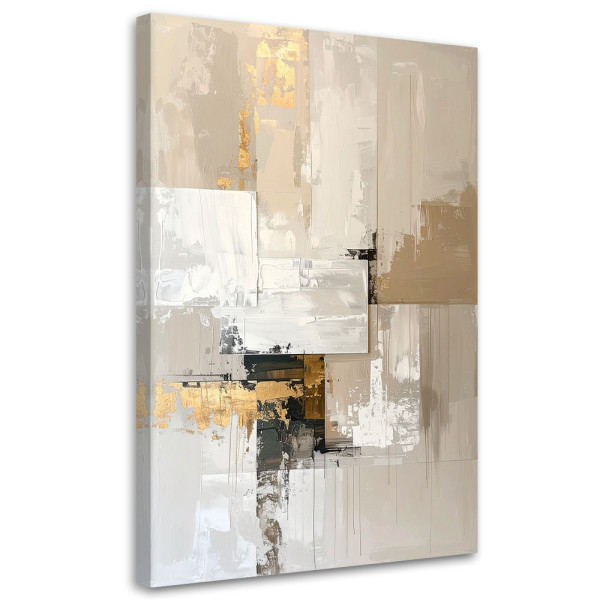 Obraz do salonu sypialni, Jasna abstrakcja w beżach z czarnymi 30x45, 8307963
