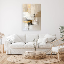 Obraz do salonu sypialni, Jasna abstrakcja w beżach z czarnymi 20x30
