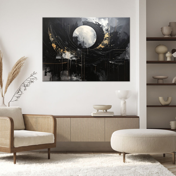 Obraz nowoczesny do salonu sypialni, Księżyc nad nocnym miastem 60x40, 8331593