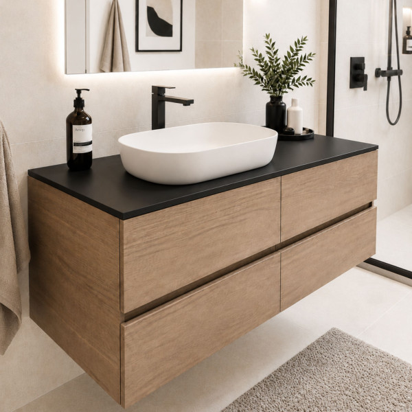 Blat łazienkowy laminowany do szafki 60cm 60,5×46cm Czarny (0190PE), 8343889