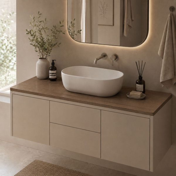 Blat łazienkowy laminowany do szafki 125cm 126×49cm Dąb Brązowy (K090PW), 8344329