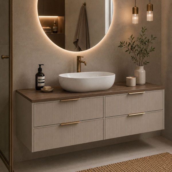 Blat łazienkowy laminowany do szafki 125cm 126×49cm Dąb Brązowy (K090PW), 8344330