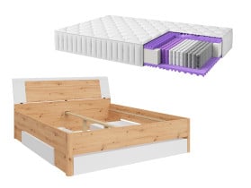 Produkt: Zestaw łóżko Saturn dąb artisan/biały z materacem Masimo 180x200