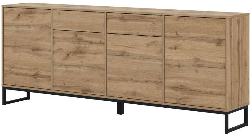 Komoda do salonu 209 cm na nóżkach z szufladami dąb wotan LENTO, 8359873
