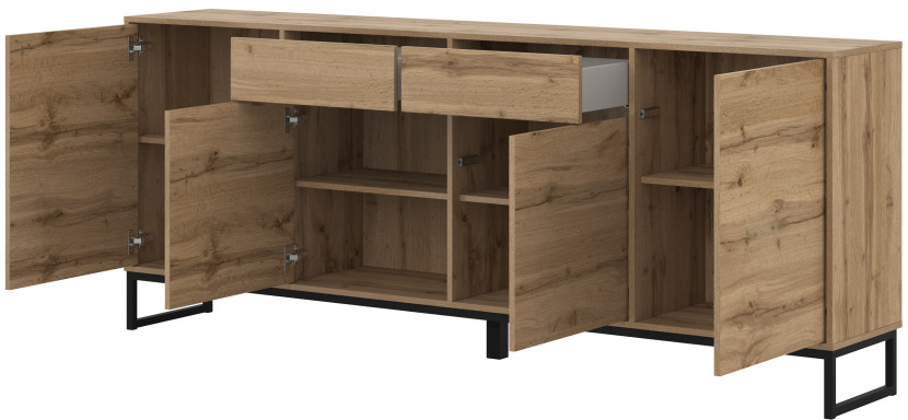 Komoda do salonu 209 cm na nóżkach z szufladami dąb wotan LENTO, 8359874