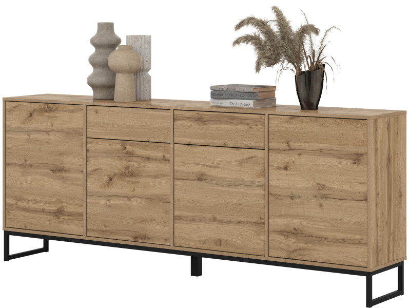 Komoda do salonu 209 cm na nóżkach z szufladami dąb wotan LENTO, 8359875