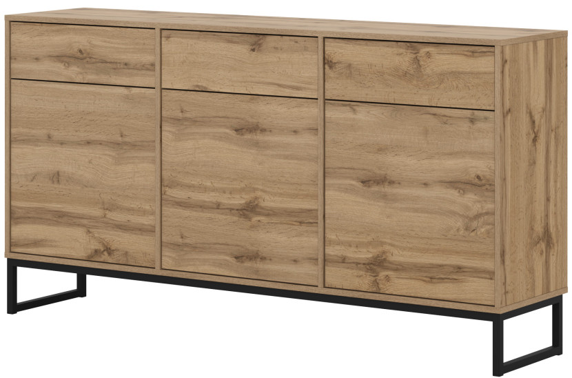 Komoda na nóżkach z szufladami dąb wotan do salonu 157 cm LENTO, 8360142