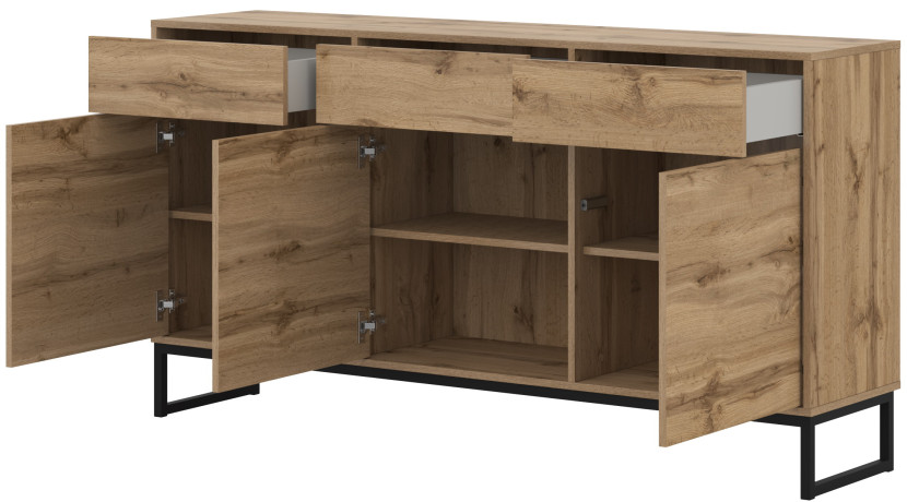 Komoda na nóżkach z szufladami dąb wotan do salonu 157 cm LENTO, 8360143