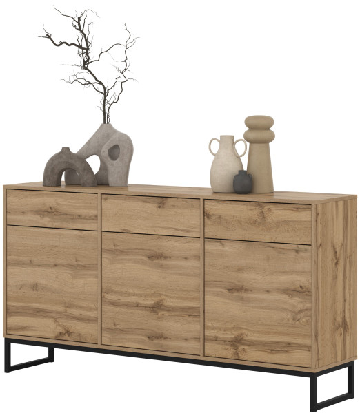 Komoda na nóżkach z szufladami dąb wotan do salonu 157 cm LENTO, 8360144