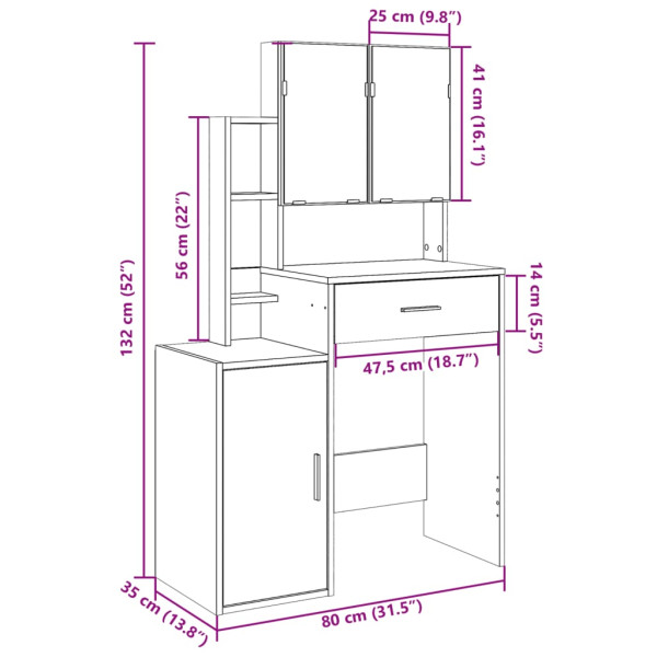 Toaletka Brąz Drewno vidaXL, 8376046
