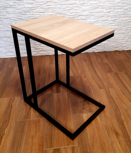 Stolik pomocniczy C boczny Loft Dąb Sonoma podstawa metalowa czarna, 8410685