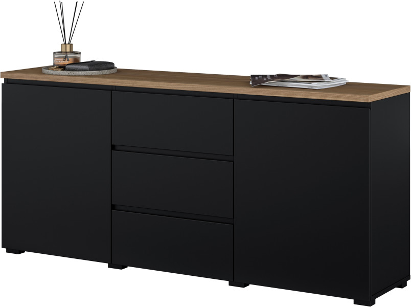 Czarna dwudrzwiowa komoda z szufladami 150 cm do salonu MODO, 8410903