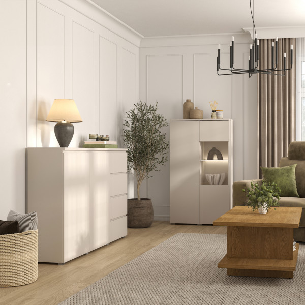 Dwudrzwiowa komoda z szufladami 200 cm do salonu kaszmir MODO, 8410931